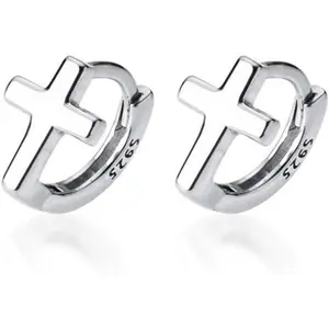 Cross Criss Sterling Silver Tiny Sleeper Hoop Earrings for Women Girls Minimalist Faith Hope Small Cartilage Tragus Huggie Hoops Cuffs Studs Fashion Jewelry Unisex Hypoallergenic
