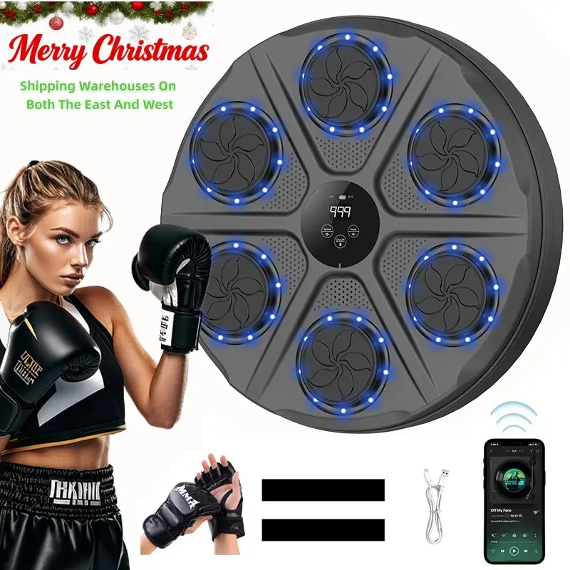 6-Target Smart Boxing Machine - Wall-Mount Training Boxing Equipment with Free Gloves, Interactive Fitness Gear for Kids & All Ages, Speed Trainer to Boost Workout Fun, Music Boxing machine