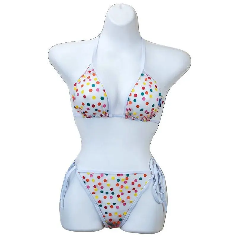 White Sheer Polka Dot Bikini Set Sheerswim