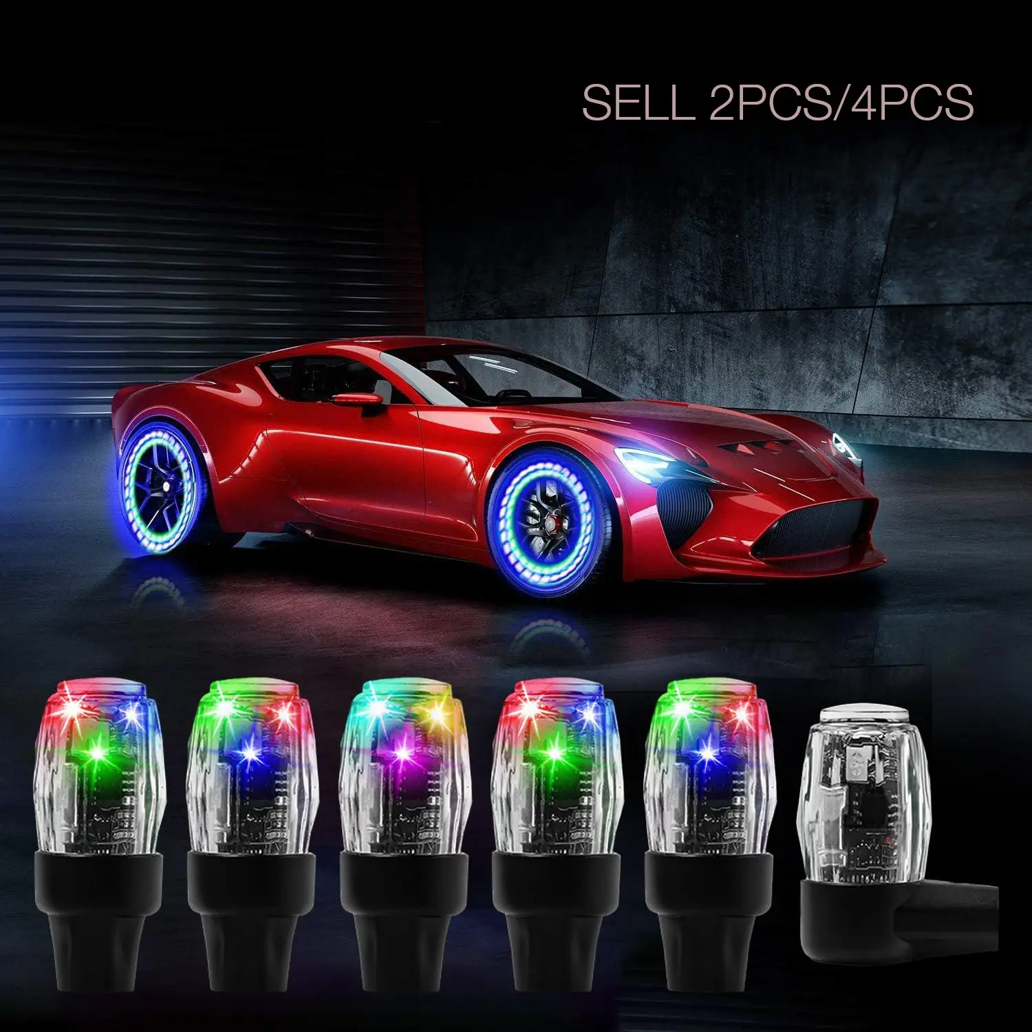 Car Tire Valve Light, Rechargeable Waterproof LED Car Wheel Light, Tire Valve Stem Cap Lamp, Tire Caps, Automotive Decoration Accessories for Car SUV Truck Motorcycle Bike