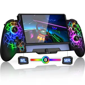 Switch Controllers, Hall Effect Joystick (No Drift) Switch Joypad for Nintendo Switch/OLED, Full-Size Grip Wireless Switch Pro Controller with 9 Color Lights,Spider Silk