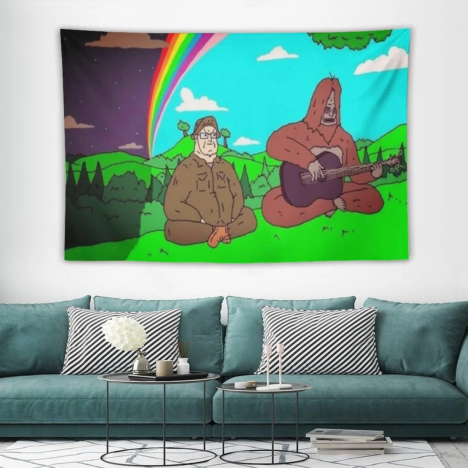 Big Lez Show Mike Nolan Linen Print Tapestry, Light Room Art, Cute Funny Aesthetic Home Decor for Wall Hanging Background 1