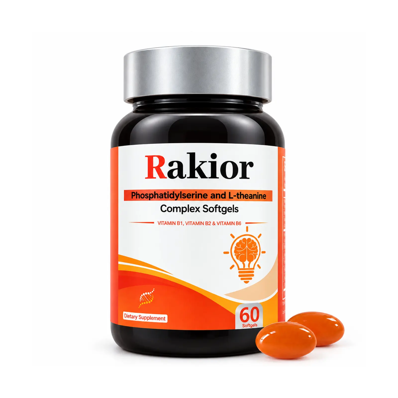 Rakior Phosphatidylserine & L-Theanine Complex with GABA and B Vitamins, 60 Softgels