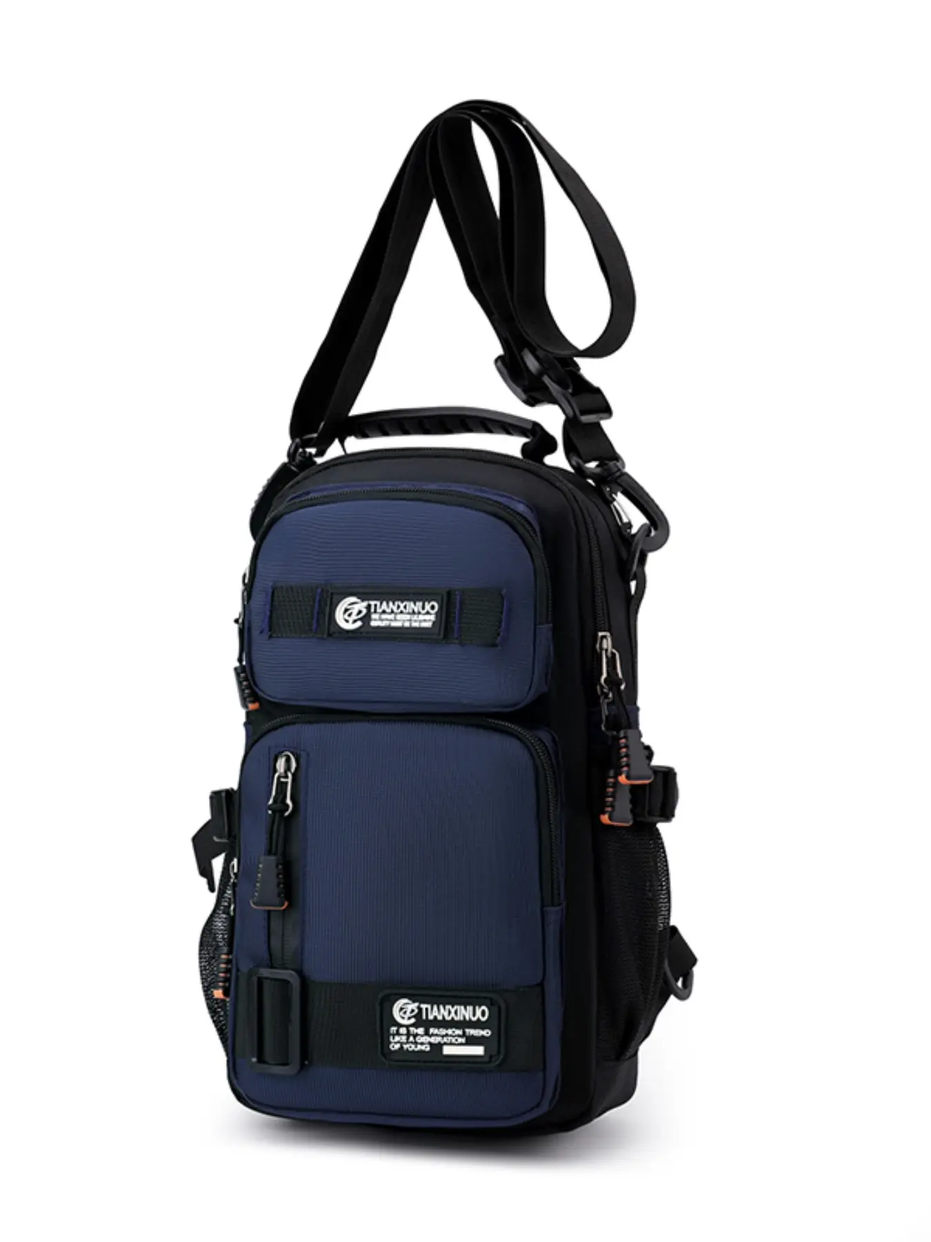 Nylon Business Commuter Travel Chest Bag, Large Capacity Multi-Pocket, Casual Outdoor Shoulder Crossbody Backpack, Unisex, Multifunctional Chest Bag