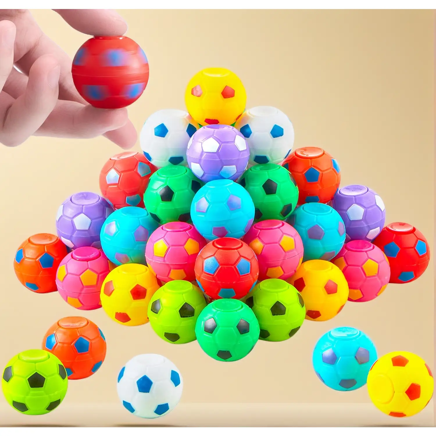 36-Pack Unisex Soccer Fidget Spinners for 12 Years Above, Bulk Stress Balls, Car Interior Stowing-Tidying Accessories, Sports Birthday Party Favor Goodie Bag Stuffers