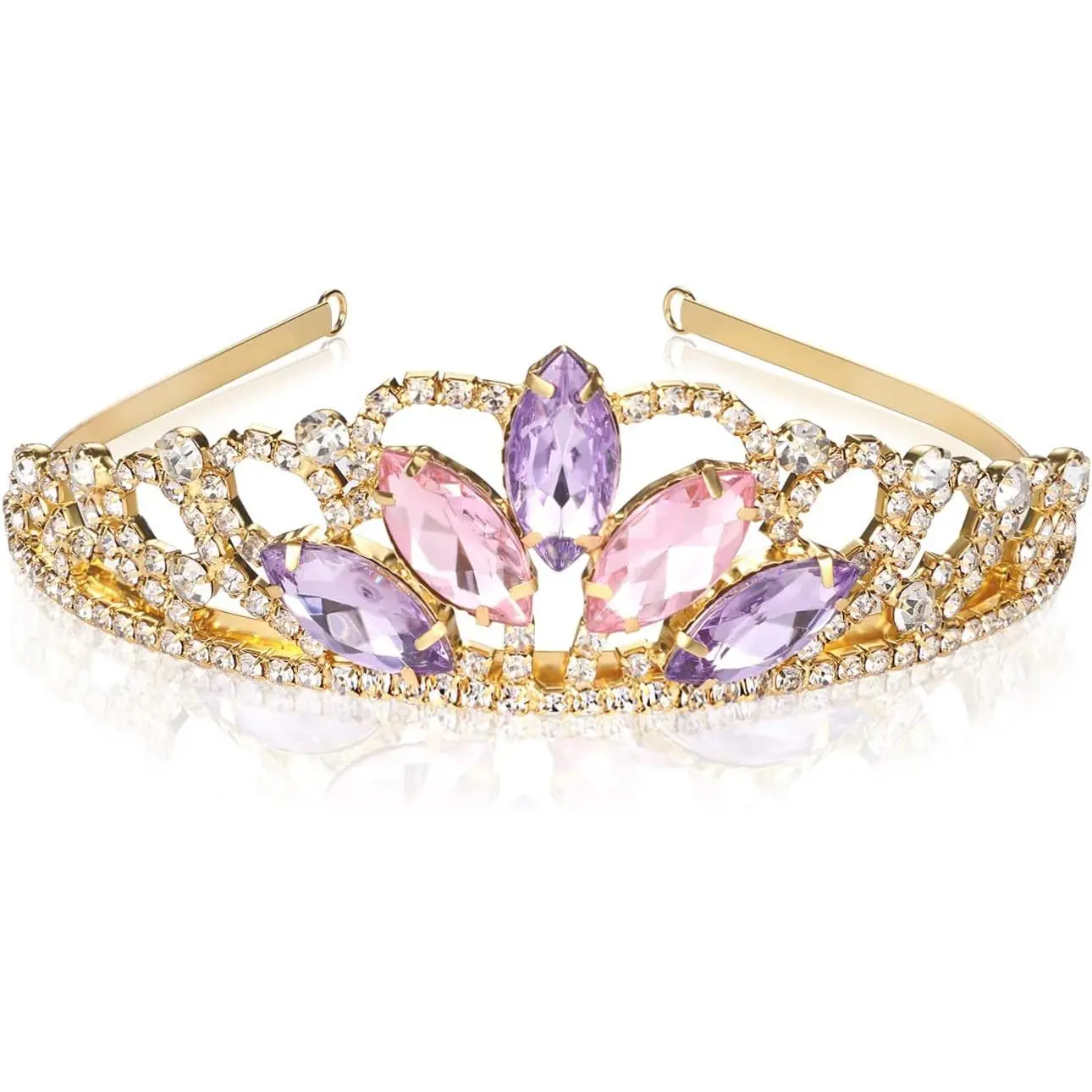 Sparkling Crystal Tiara for Girls, Rapunzel Inspired Gold Metal Princess Costume Accessory for Parties, Special Gift Ideas, Birthday Gift Ideas, Acrylic, Birthday Gifts