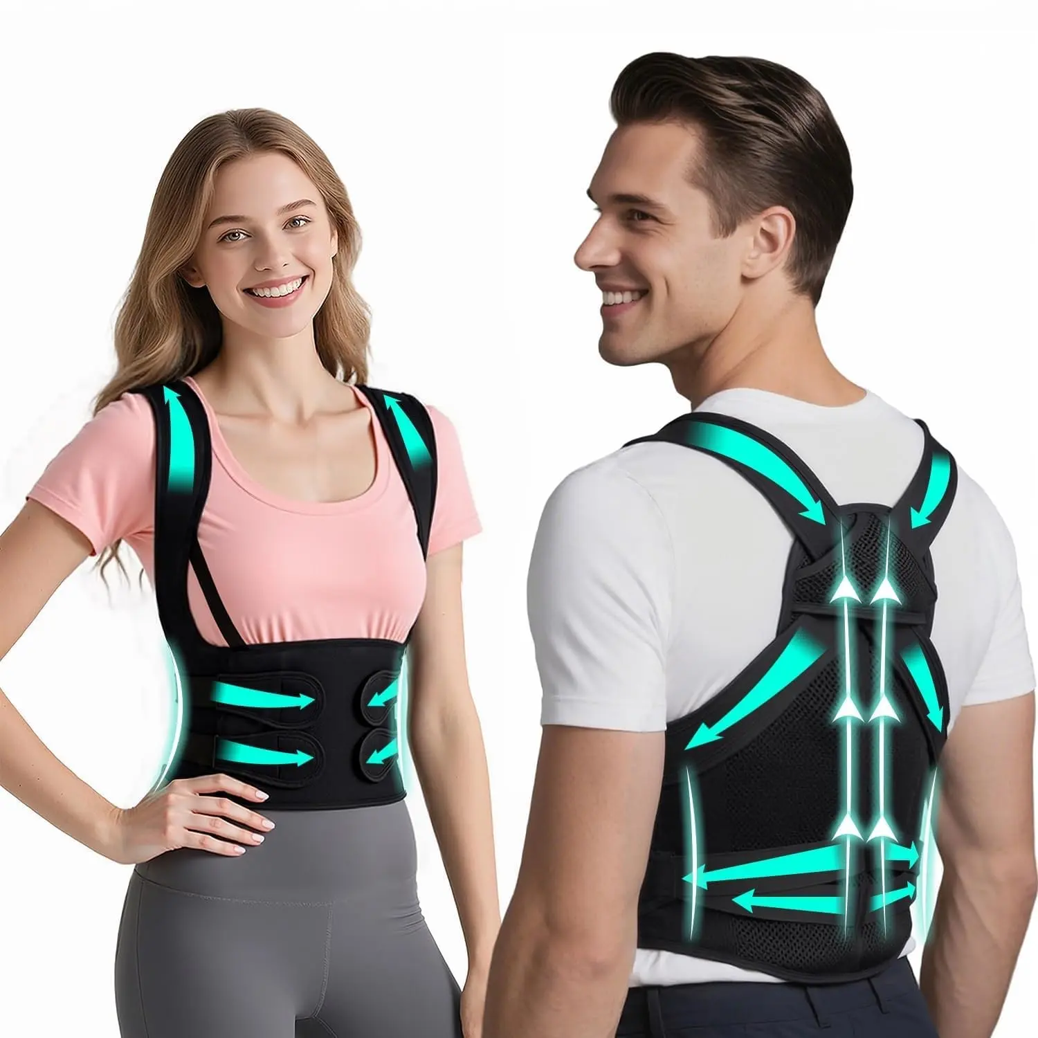 Posture Corrector Invisible Breathable Lightweight Adjustable Straps Open Shoulder Design, Comfortable and Stylish Back Support Belt, Breathable Back Straightener, Back Posture Brace