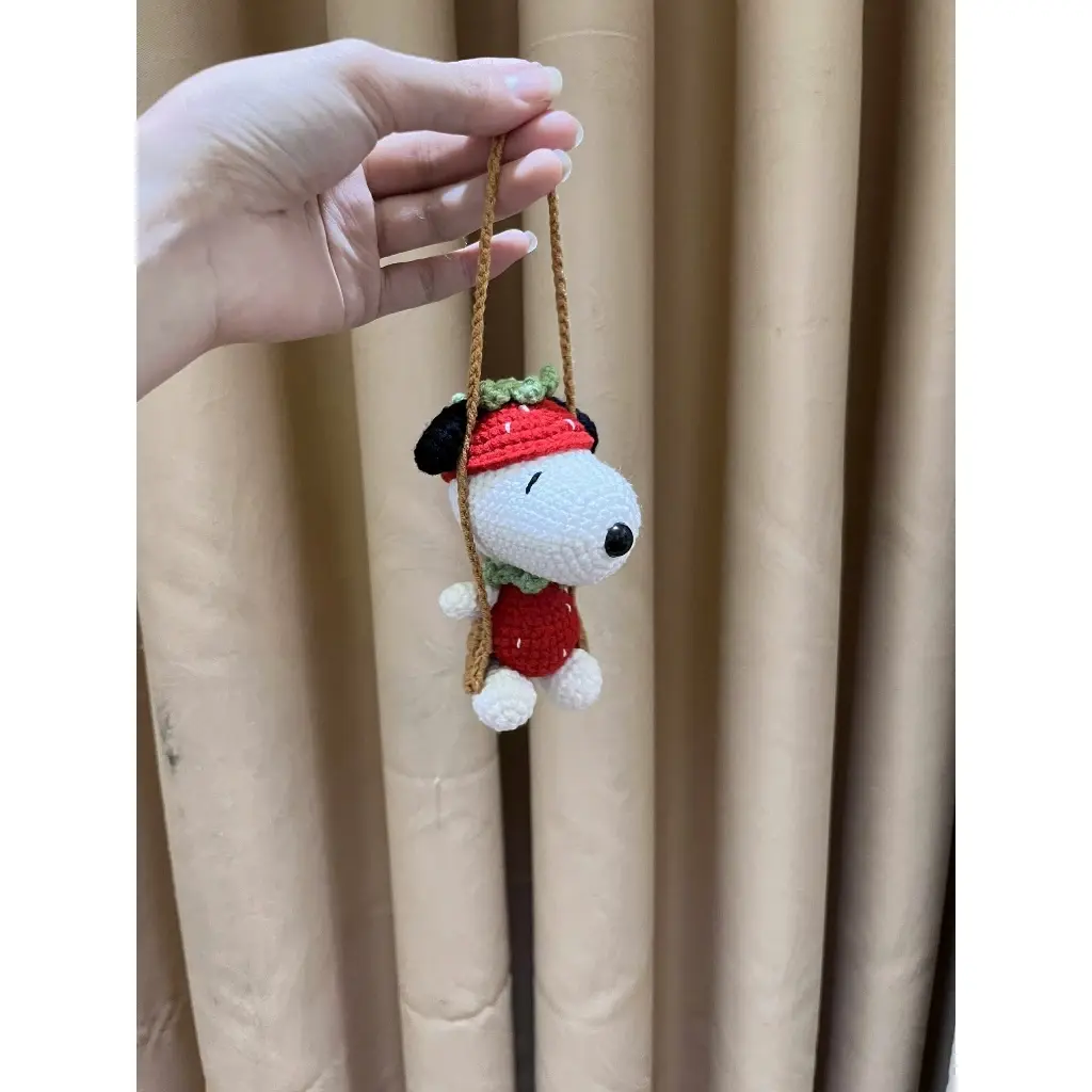 Doggy Crochet Doll Hanging Charm, Cute Peeking Car Accessory, Amigurumi Backpack Charm, Gift for Comic Fans, Halloween decor