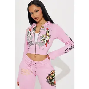 Ed Hardy Tiger Roar Zip Up Hoodie - Pink 3