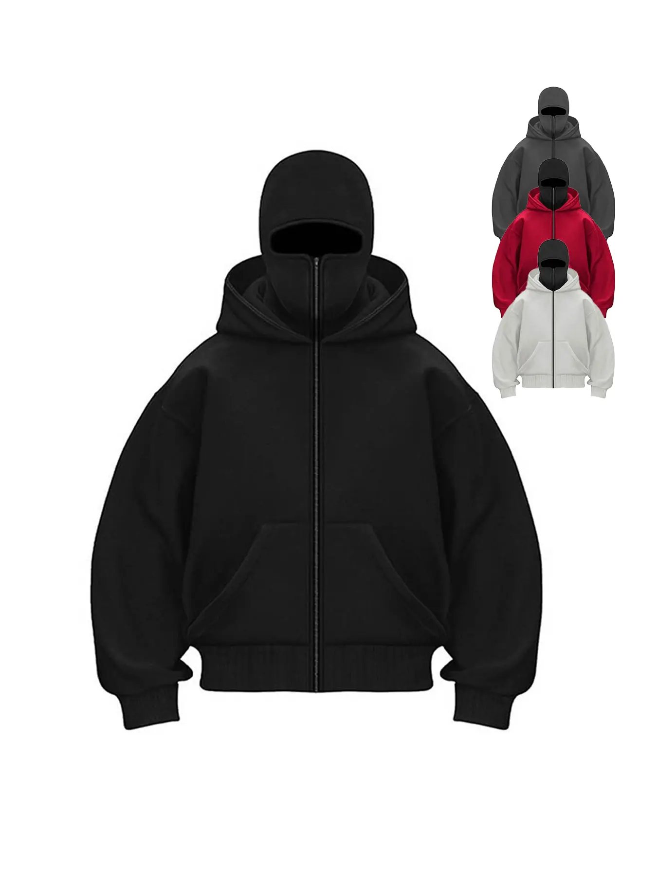 Men's Ninja Hoodie Y2K Sports Sweatshirt, Casual Comfy Streetwear Loose Fit Long Sleeve Plain Casual Mask Windproof Double Layer Hooded Top Pullover Minimalist Aesthetic