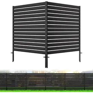 Gaomon 2 Panels No-Dig Metal Privacy Fence Screen, 48" H * 48" W Outdoor Air Conditioner Fence, Rustproof AC Unit Cover to Hide Trash Bins, Pool Equipment Enclosure, Decorative Garden, Patio & Backyard