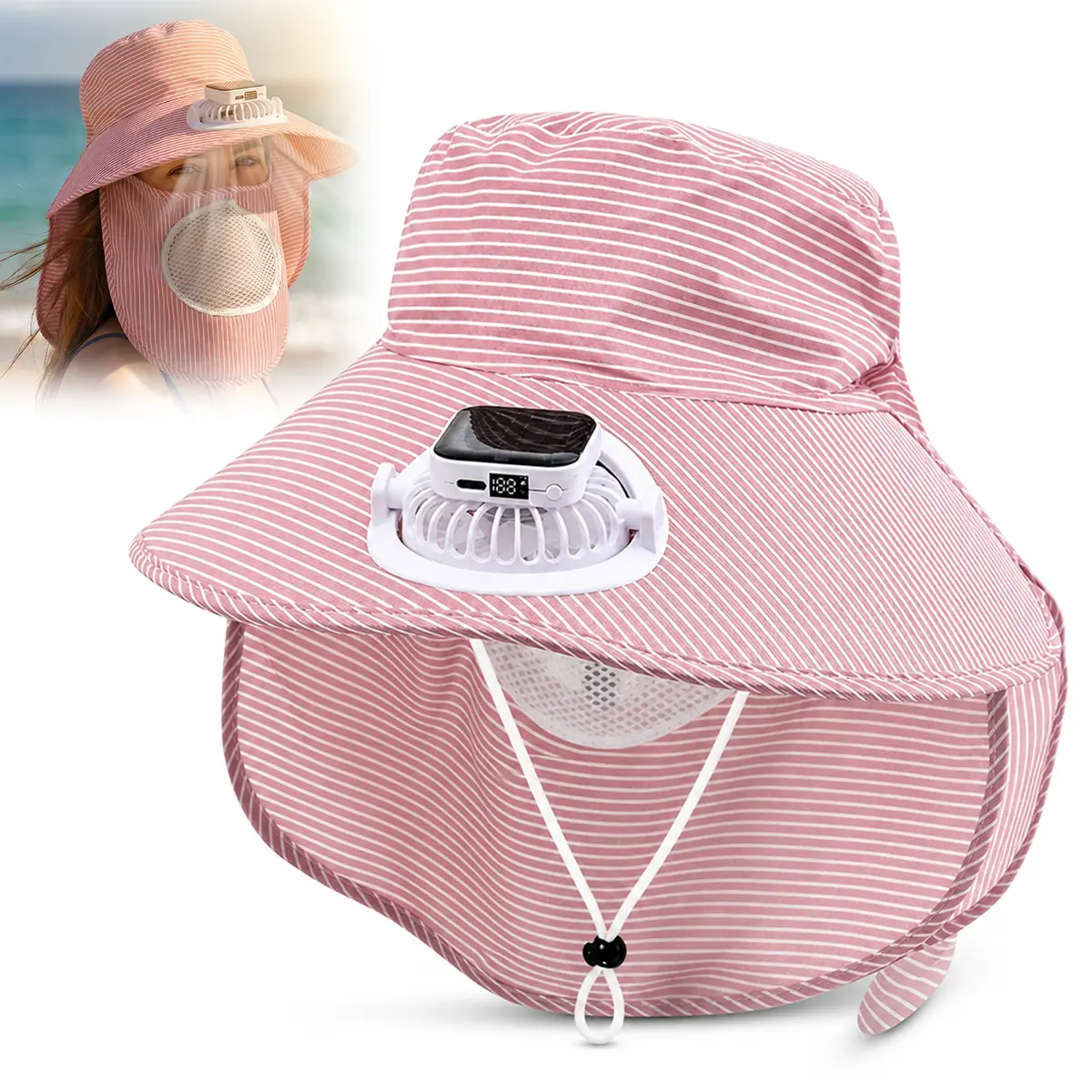 Wide Brim Outdoor Hat with Fan for Women – Lightweight Breathable Sun Cap with Neck Shield for Fishing, Hiking & Daily Wear