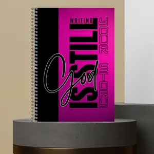 18. God is Still Writing Your Story Lined Paper Insert Hard Cover Matte Finished Journal with Bold Pink and Black Design