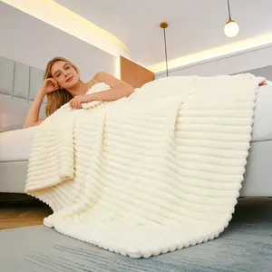 Comfortable Striped Plush Blanket, Soft Throw Blanket, Soft Cozy Blanket, Soft and Breathable, Multiple Colors Available, Ideal for Bedroom and Living Room, Perfect for Adult Relaxation