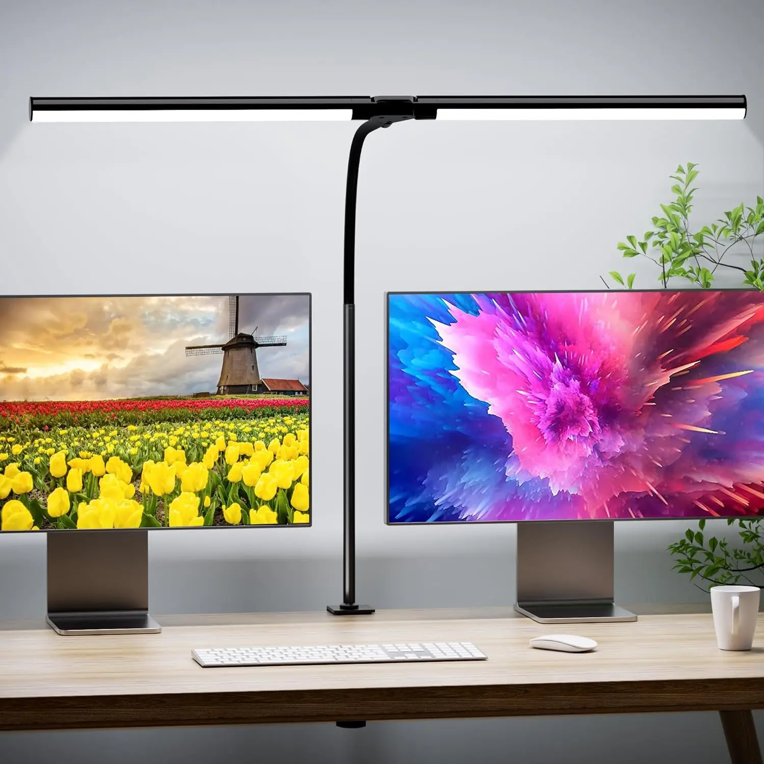 Quntis Modern LED Desk Lamp, 30.7inch Foldable Desk Light with Clamp, WC209 black table lamps indoor lighting reading light lamp