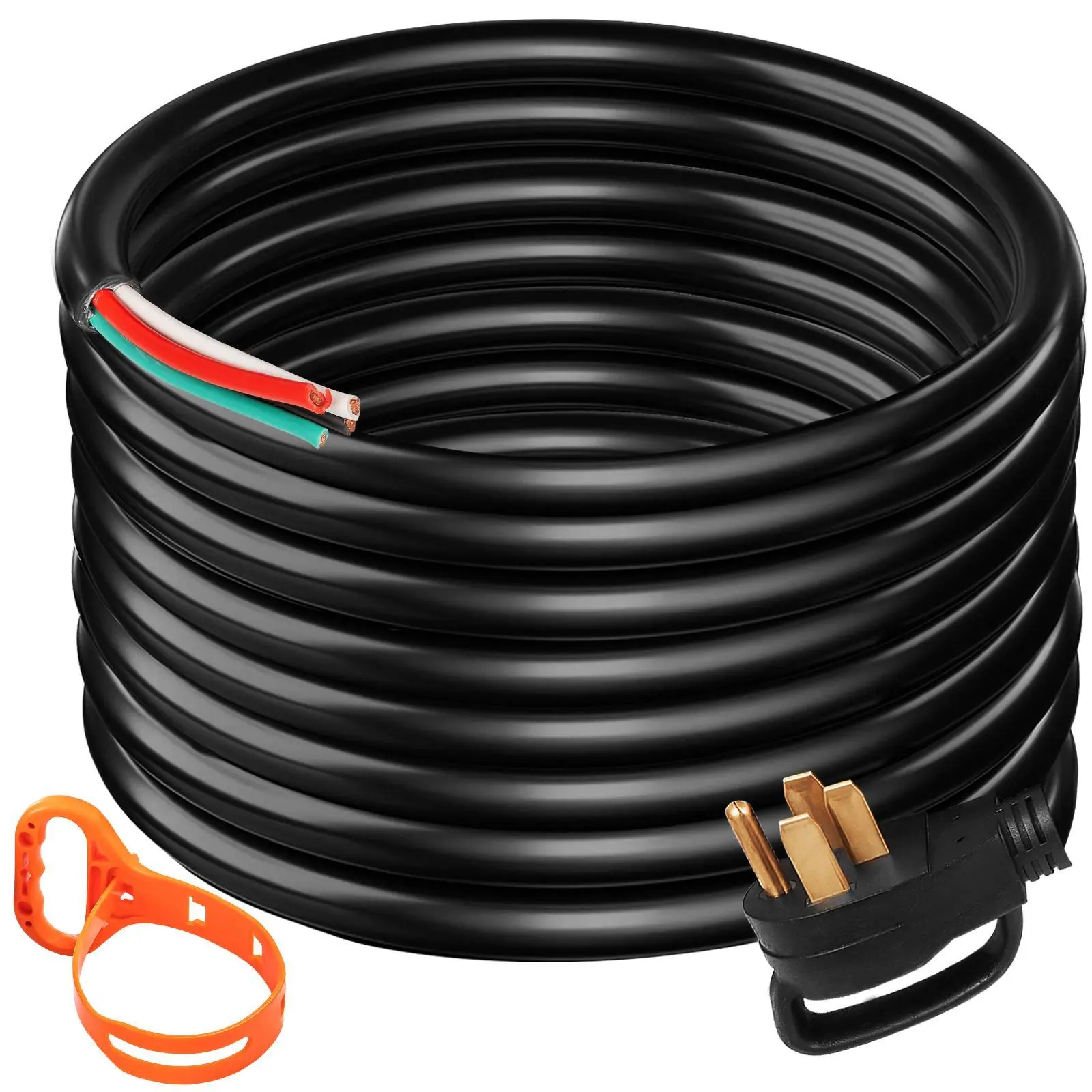 【Summerfinds】50' 50A RV Camp Power Cord Generator Cord 6/3 + 8/1 AWG NEMA 14-50P to Bare Wire