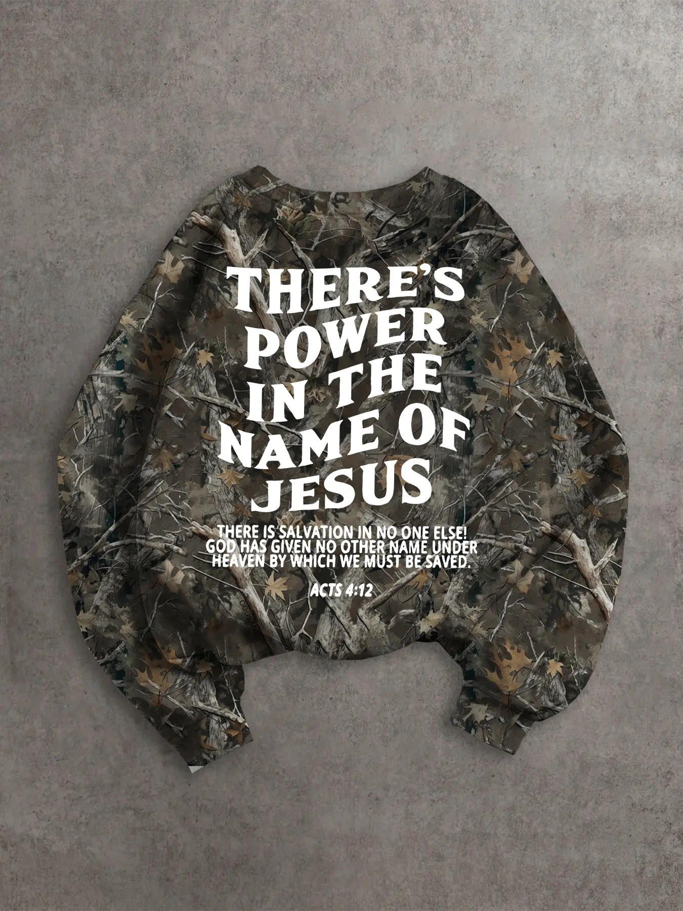 Women's Loose Casual Pullover Sweater, Letter Print, Fashion Camo Branch Print, Comfortable Spring & Fall Wear, Layered Choice