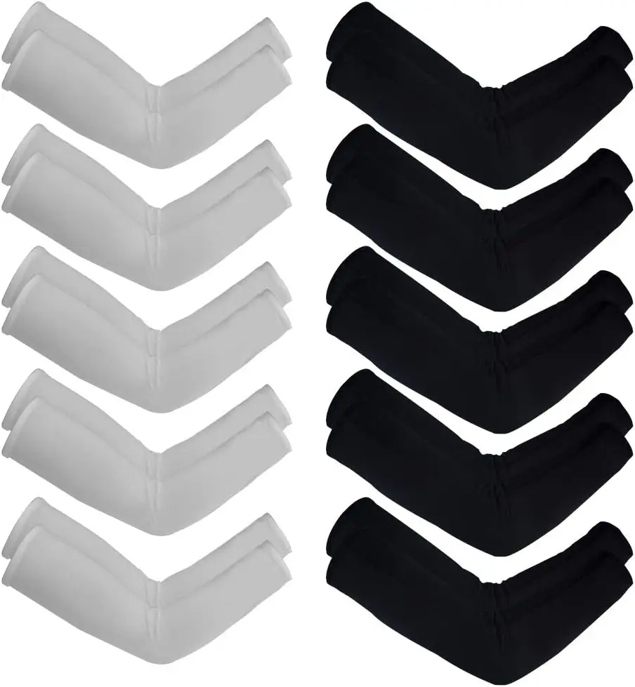 10 Pairs Unisex Arm Sleeves, Arm Sleeves UV Sun Protection Cooling Sleeves for Women Youth Arm Cover Sleeves for Boys Girls Riding Baseball Basketbal