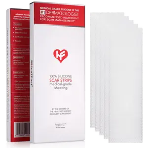 Physician Formulated Silicone Scar Sheets - Advanced Crosspolymer Medical Grade Silicone Scar Strips for Surgery, C Section, Keloids & Hypertrophic Scars - Silicone Tape For Scars (5 Sheets)