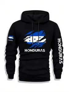 1PCS Hoodie HONDURAS Multi-position Printing Men's Printed Hoodie, Autumn and Winter Casual Regular Fit Long-sleeved Hoodie, Fashionable Daily Wear Clothing