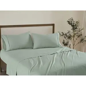 Brooklyn Loom Twin Solid Cotton Percale Sheet Set Sage