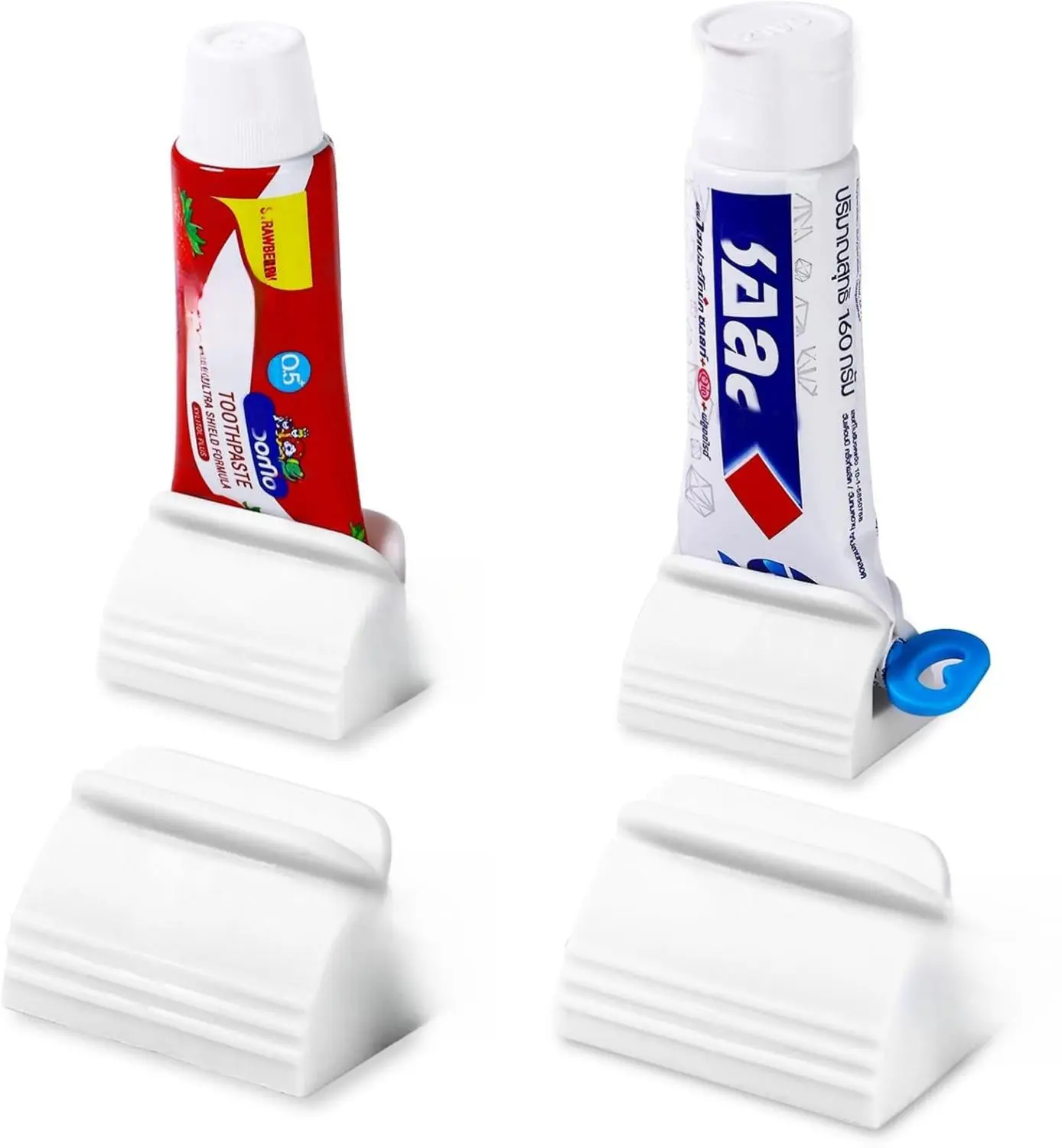 Non-Slip Plastic 4-Piece Multifunctional Durable Portable Toothpaste Squeezer Set - Tube Roller Dispenser, Space-Saving Toothbrush Holder, Easy-Maintenance Bathroom Home Supplies, Tooth Brush Holder For Travel
