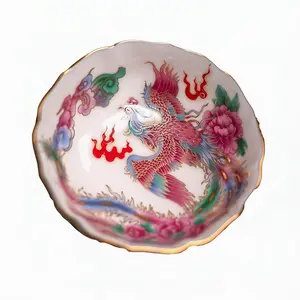 Enamel-painted Phoenix Ceramic Teacup Single-cup Set for Gongfu Tea Handcrafted Jianzhan Traditional Porcelain Elegant Gift
