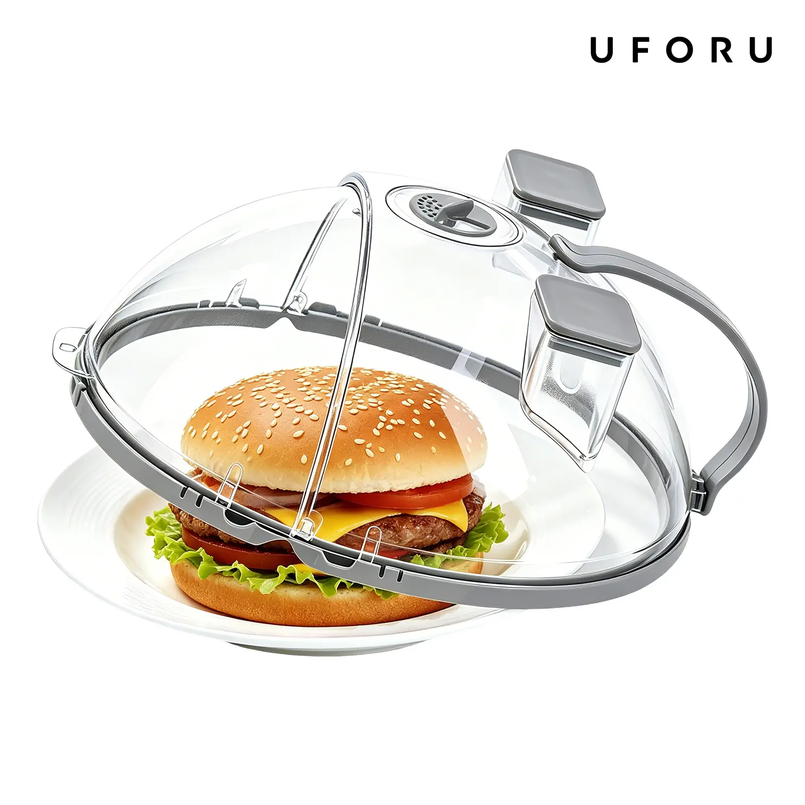 UFORU  Upgraded Foldable Microwave Splatter Cover with Dual Water Steamer, 10 Inch Clear Vented Food Lid with Handle, Anti-Splatter Microwave Cover for Moisture-Rich Heating, Kitchen Gadget