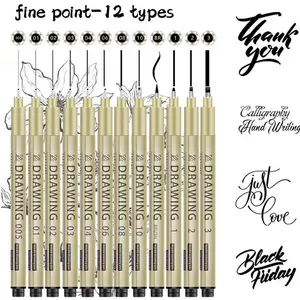 6/9/12 Pack Drawing Pen Set Ink Chisel Tip Alcohol Markers Smooth Flow Full Color Range Sturdy Colors Ideal for Sketching Cartoon Art DIY Crafts