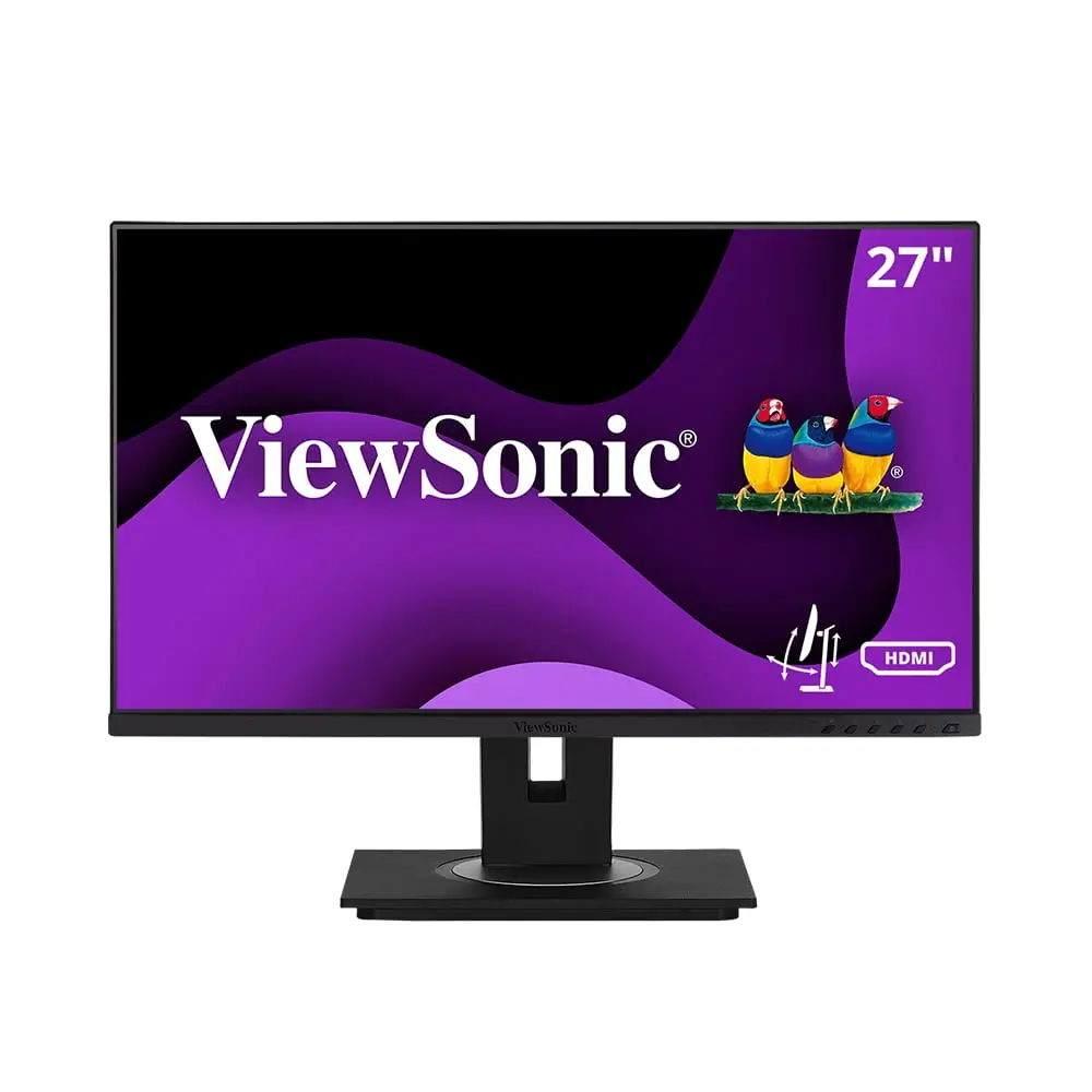 ViewSonic 27in Ergonomic Design FHD IPS Computer Desk Monitor - 1920x1080 Resolution, HDMI-DP-VGA Ports, Cable Management, Quick Release Stand, Swivel Adjustment, Black, Mount-Compatible