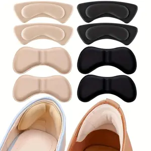 8pcs Self-adhesive Heel Pads Shoe Heel Inserts Anti-blister Protectors for Too Big Shoes Black Beige Unisex Soft Comfortable Guards Prevent Slipping Blisters Enhance Casual Shoe Comfort