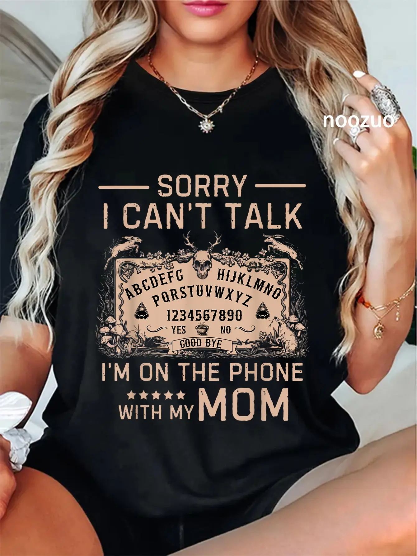 100% Cotton Unisex Sorry I Can't Talk I'm On The Phone With My Mom Ouija Board T-Shirt Casual Top