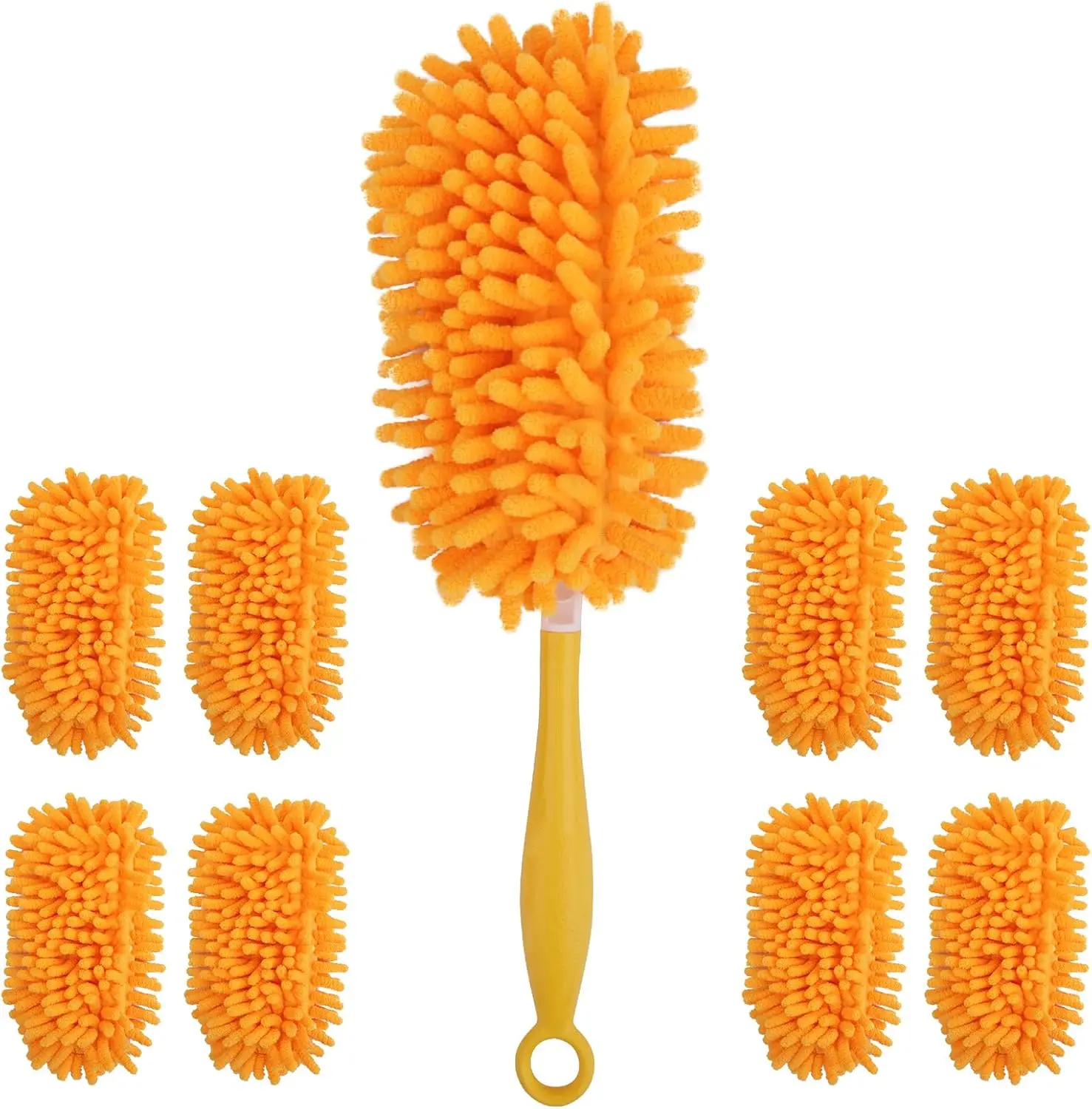 Redones Reusable Duster Refills Compatible with Swiffer, 8-Pack with 1 Handle, 360° Heavy Duty