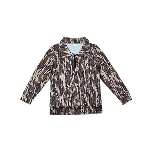 Brown Tiger Stripe Camo Half-Zip Pullover - Outdoor Style for Mountain Climbing, Walking & Various Outdoor Activities