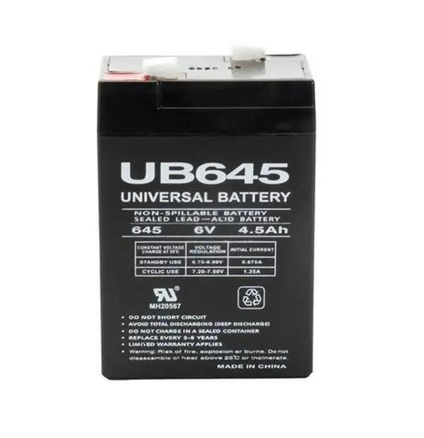 212 MAIN Universal Replacement Sealed Lead Acid Batteries, Rechargeable 6V 4.5Ah for Cycling and Outdoor Gear, Model UB645 - Set of 2