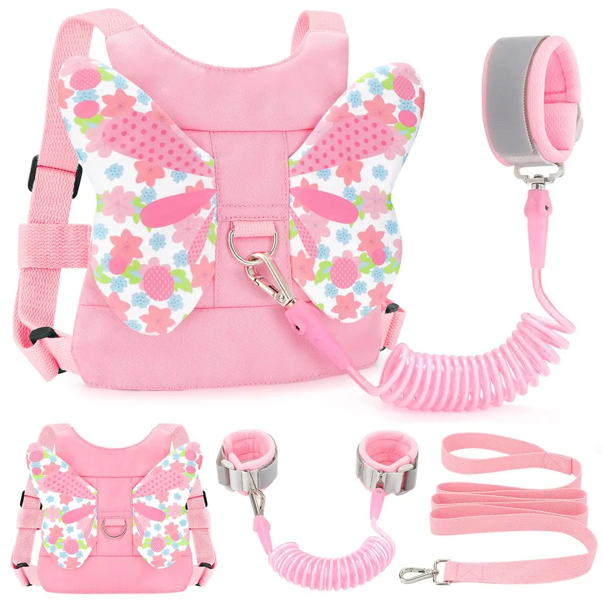 Mother Day Gift Toddler Leash Anti Lost Wrist Link, Butterfly Kids Safety Harness with 49 Steel Wires for Girls, Walking Wristband Belt for Baby Travel Outdoor Airport Mall Zoo