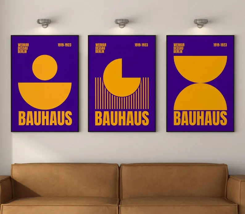 Bauhaus Art Print Set of 3: Minimalist Retro Poster #34a26