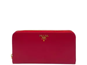 Pre-owned PRADA LEATHER Small Leather Goods SAFFIANO PEONIA PINK ZIPPY WALLET