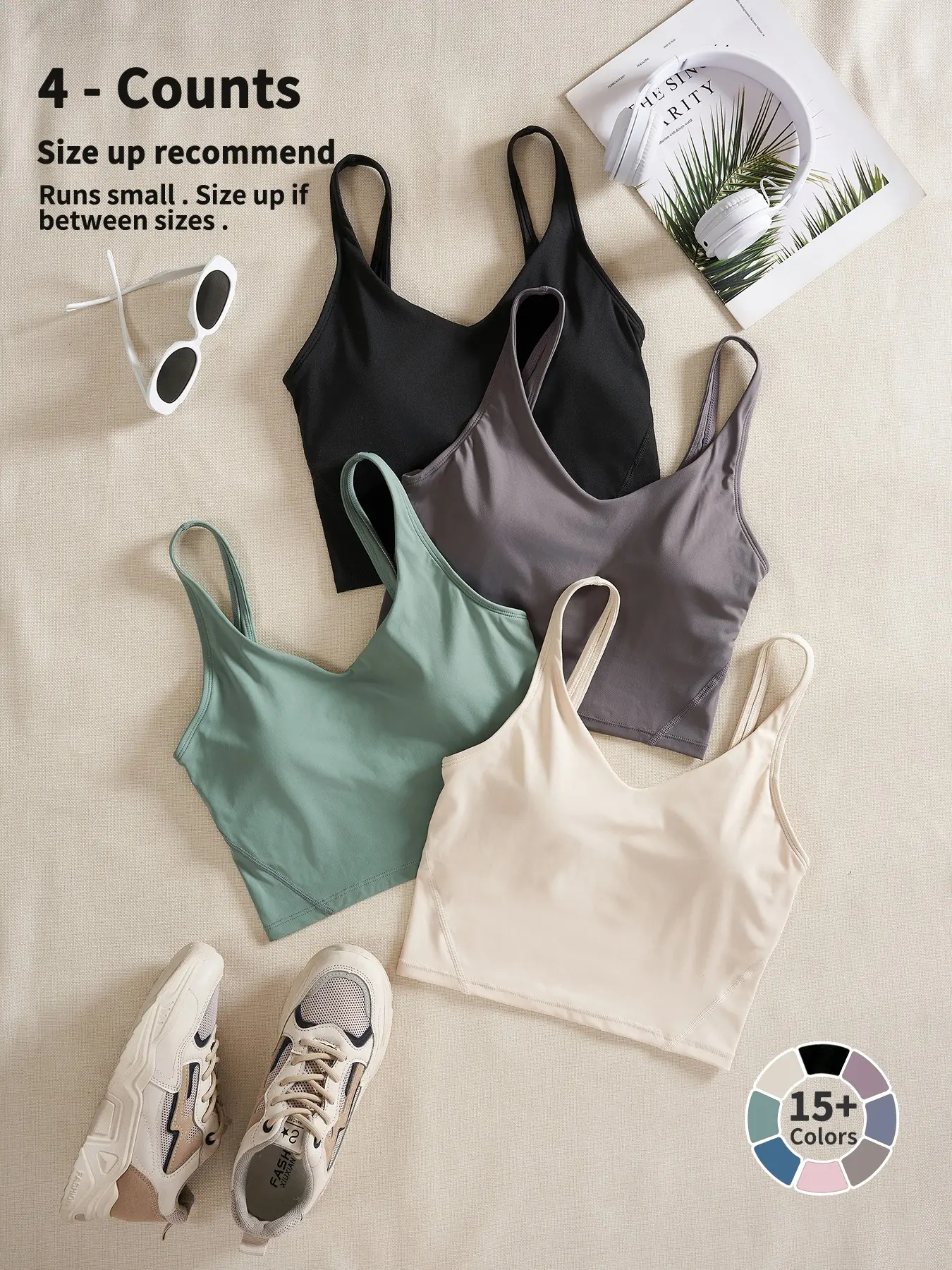 Women's Solid Sports Bra Pack, Quick-Drying Breathable Comfortable Crop Cami Top for Yoga Gym Workout Running, Ladies Sportswear for Indoor and Outdoor Wear, Women Workout Clothes, Workout Bras, Sporty Bra, Summer Athletic Wear, Exercise Bra