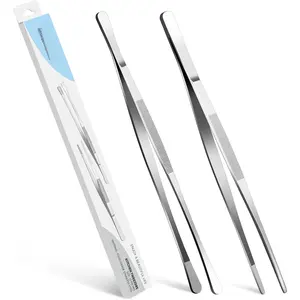 2 count 12-inch Stainless Steel Kitchen Utensils, Cooking Tongs, Kitchen Tweezers for Cooking, Camping Cooking Essentials