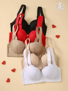 Women's Solid Color Push Up Bra, Comfortable Breathable Lady's Adjustable Strap Fit Bra, Soft Lingerie for All Seasons