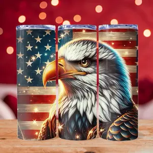 Eagle USA 20oz Tumbler - 4th of July BPA Free Stainless Steel Classic Bottle with Lid Drinkware Featuring American Flag Design