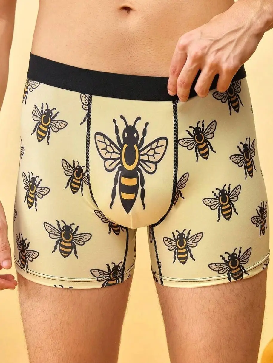 Underwear for men - Bee Print Boxer Briefs for Men, Soft Breathable Modal Underwear, Comfortable Stretch Waistband Trunks underwear boxers cotton underwear boxers for men