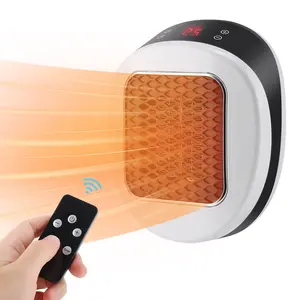 600w Portable Electric Heater, Plug-In Wall Space Heater with Remote Control, LED Display, Fast Heating, Adjustable Thermostat for Home & Office Heater Product