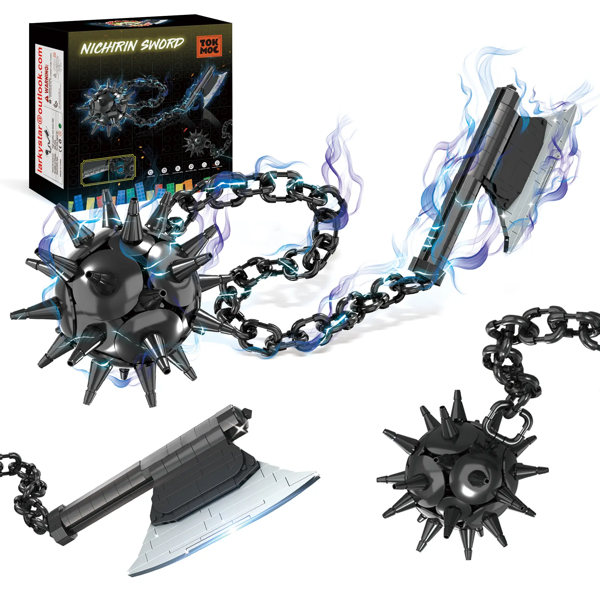 TOKMOC 826 Pieces,Demon Building Block Set,42in Himejima Gyomei Building Brick Sets with Axe & Meteor Hammer Toy Accessories,Handmade Cosplay Anime Building Toy Set for Collecting and Gifting Model,For Aged 12 and Above,Stress Relief Toy,66025