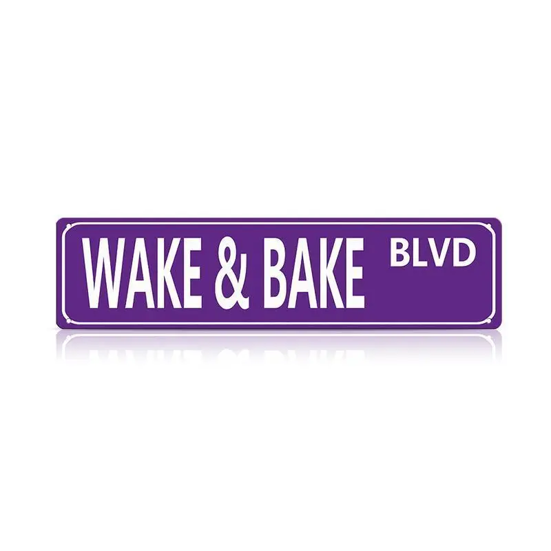 Wake & Bake Blvd Metal Tin Sign (16 x 4 Inch) – Funny Vintage Weed Marijuana Wall Art Decor, Slim Street Sign for Home Bar Cafe Garage Indoor/Outdoor, Humorous Gift for Mothers Day, Fathers Day, Graduation, 4th of July, Vintage Metal Tin Sign