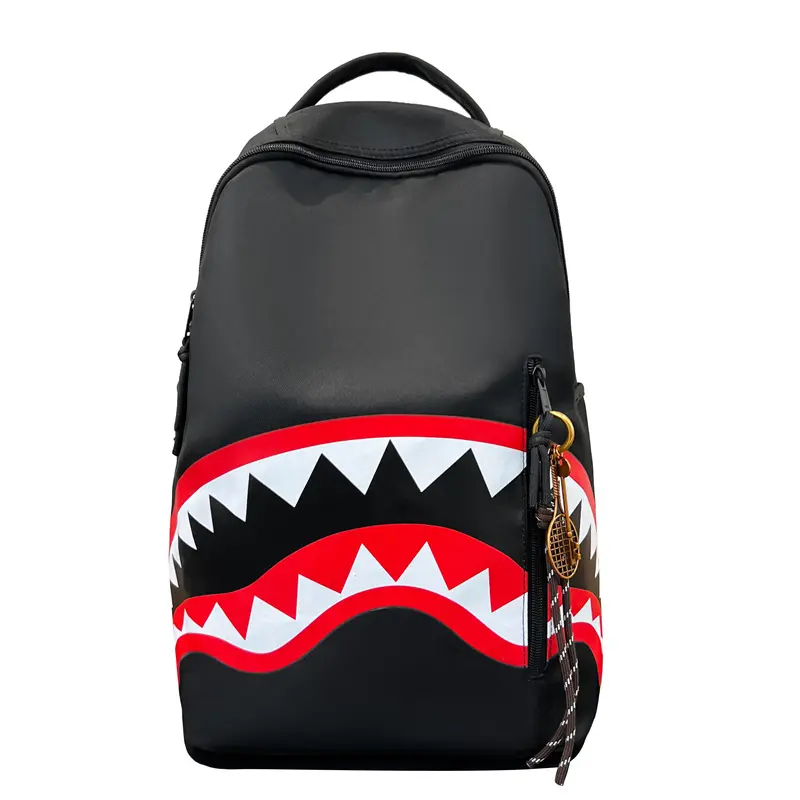 Sprayground Fashion Shark Mouth Print Backpack, Nylon Waterproof Casual Daypack, Streetwear Hip Hop School Backpack For Teen Boys Girls, Multi Color Travel Laptop Backpack