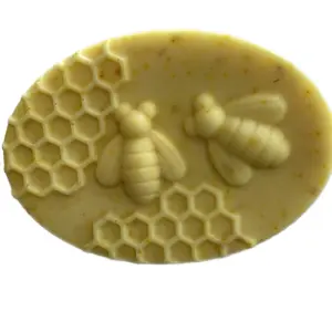 Honey and Oat Soap Handmade with Natural Ingredients Featuring Bee and Honeycomb Design by Me.
