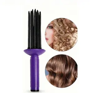 Round Volumizing Hair Brush Curler for Blowout Styling, Professional Fluffy Curling Brush for Natural Volume and Soft Curls, Non-Slip Lightweight Hair Styling Tool for Salon, Home and Travel Use, Curly Hair Brush