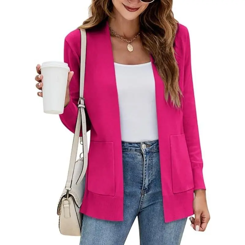 Imily Bela Womens Cardigan Sweater Long Sleeve Open Front Knit Cardigan Sweater with Pockets